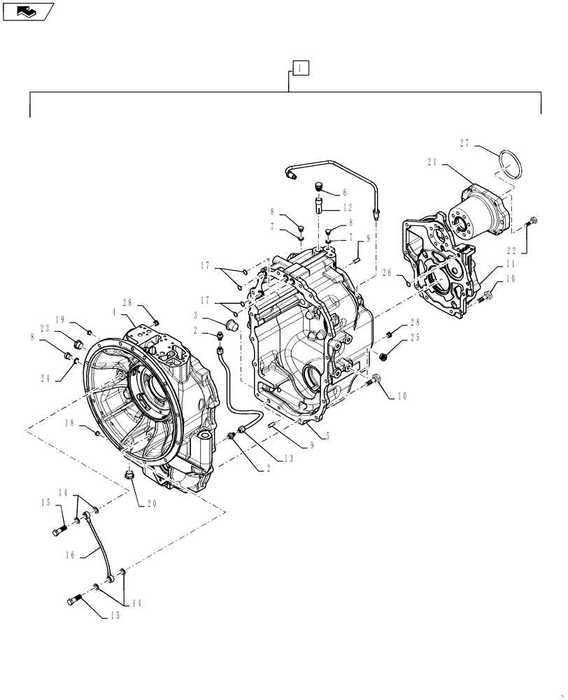 Схема запчастей Case 570NXT - (21.111.AA[02]) - TRANSMISSION HOUSING, 4WD (21) - TRANSMISSION