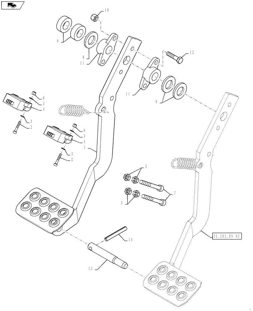 Схема запчастей Case 570NXT - (33.202.BN[01]) - BRAKE PEDAL LEFT (33) - BRAKES & CONTROLS