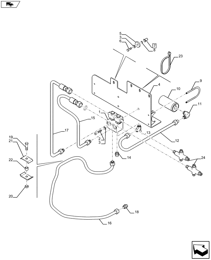 Схема запчастей Case 590SN - (35.350.1001) - HYDRAULICS - STANDARD RIDE CONTROL - 2WD (35) - HYDRAULIC SYSTEMS