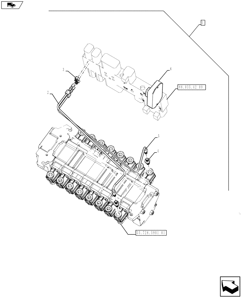 Схема запчастей Case 580SN - (88.035.42[08]) - DIA KIT, NO AUX TO COMBO, EXTENDIBLE HOE, PILOT CONTROLS (88) - ACCESSORIES