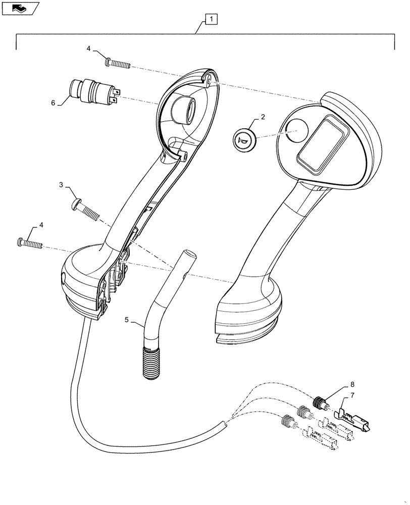 Схема запчастей Case SR175 - (55.512.CL[09]) - LEVEL 200 HANDLE GRIP, LH (55) - ELECTRICAL SYSTEMS