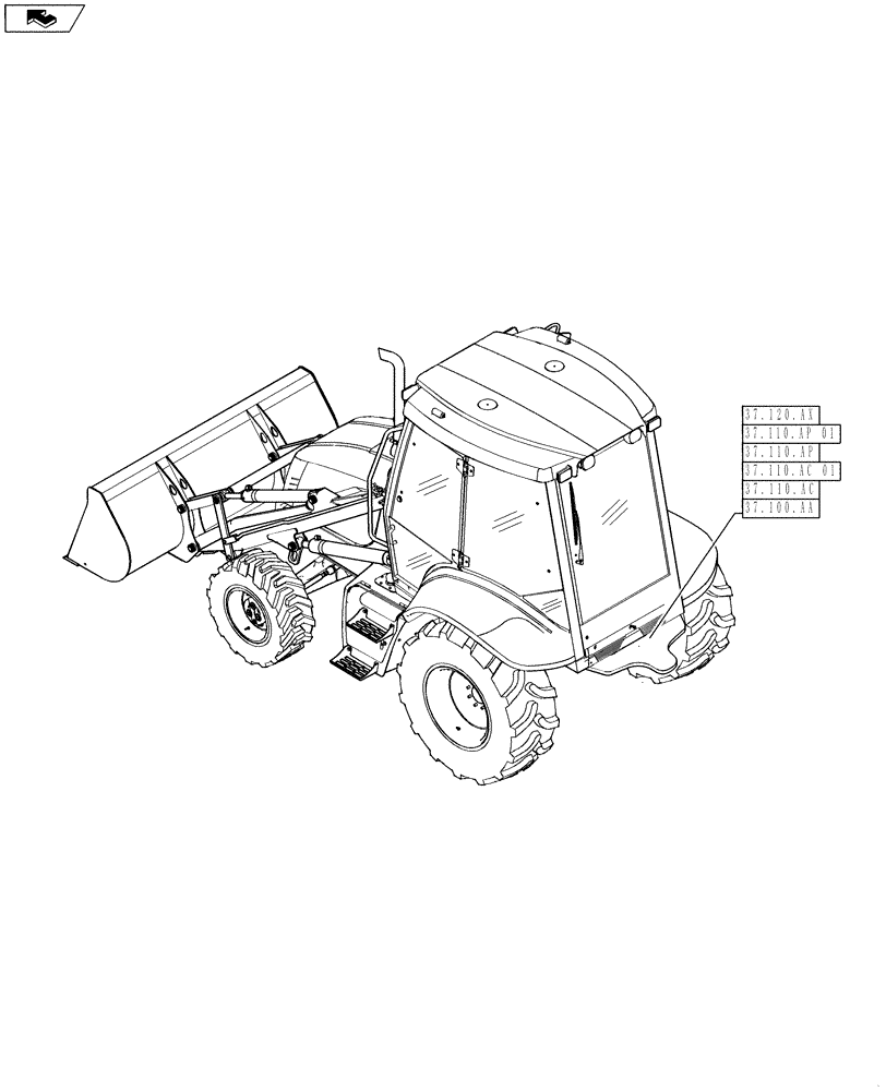 Схема запчастей Case 570NXT - (00.000.37) - PICTORIAL INDEX - 3 POINT HITCH (00) - GENERAL & PICTORIAL INDEX
