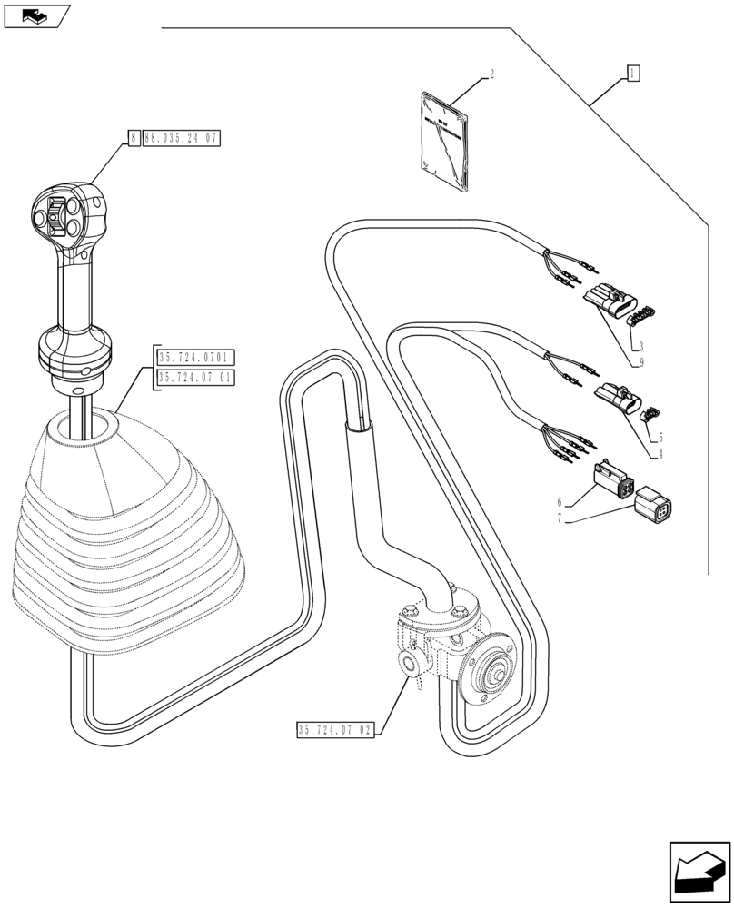 Схема запчастей Case 590SN - (88.035.24[06]) - DIA KIT, MECH CONTROLS, 3 SPOOLS, POWERSHIFT TRANSMISSION (88) - ACCESSORIES