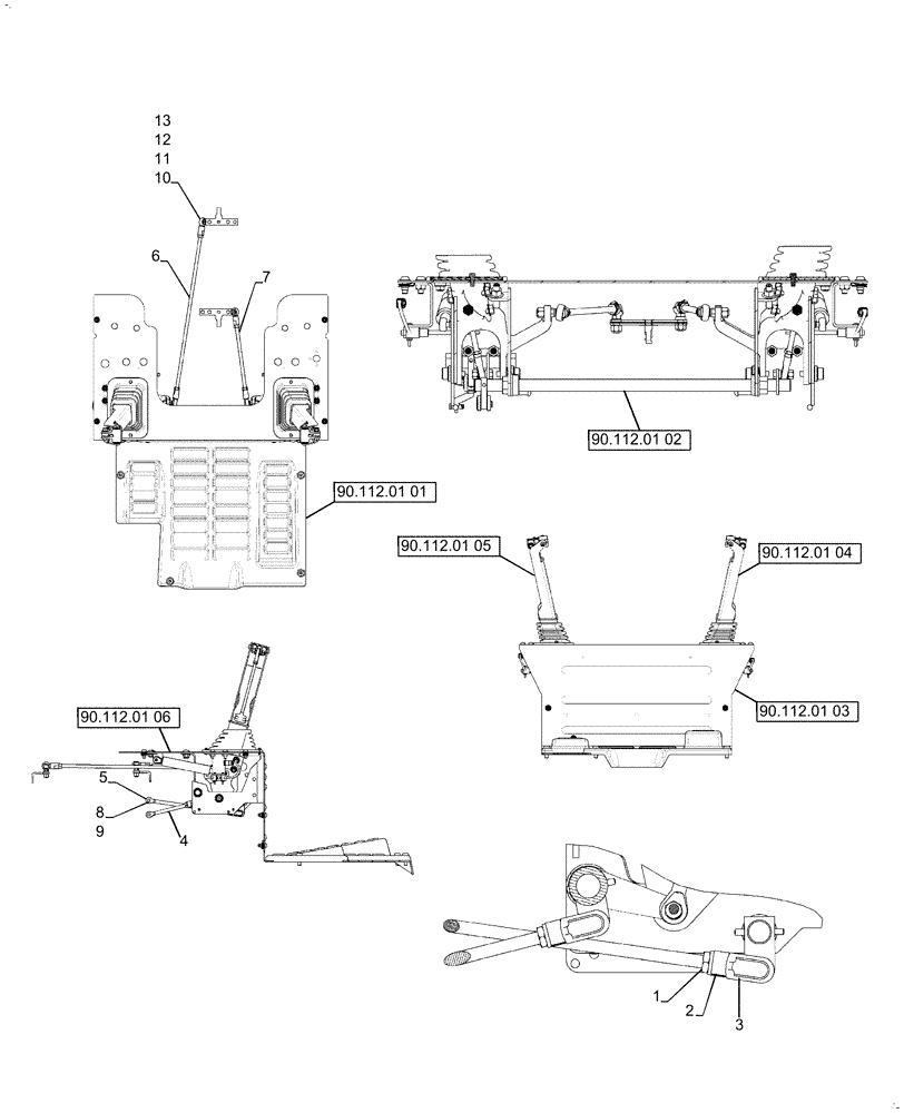 Схема запчастей Case TV380 - (90.112.01) - HAND CONTROLS, LG FRAME SERVO (ALL CASE) (90) - PLATFORM, CAB, BODYWORK AND DECALS