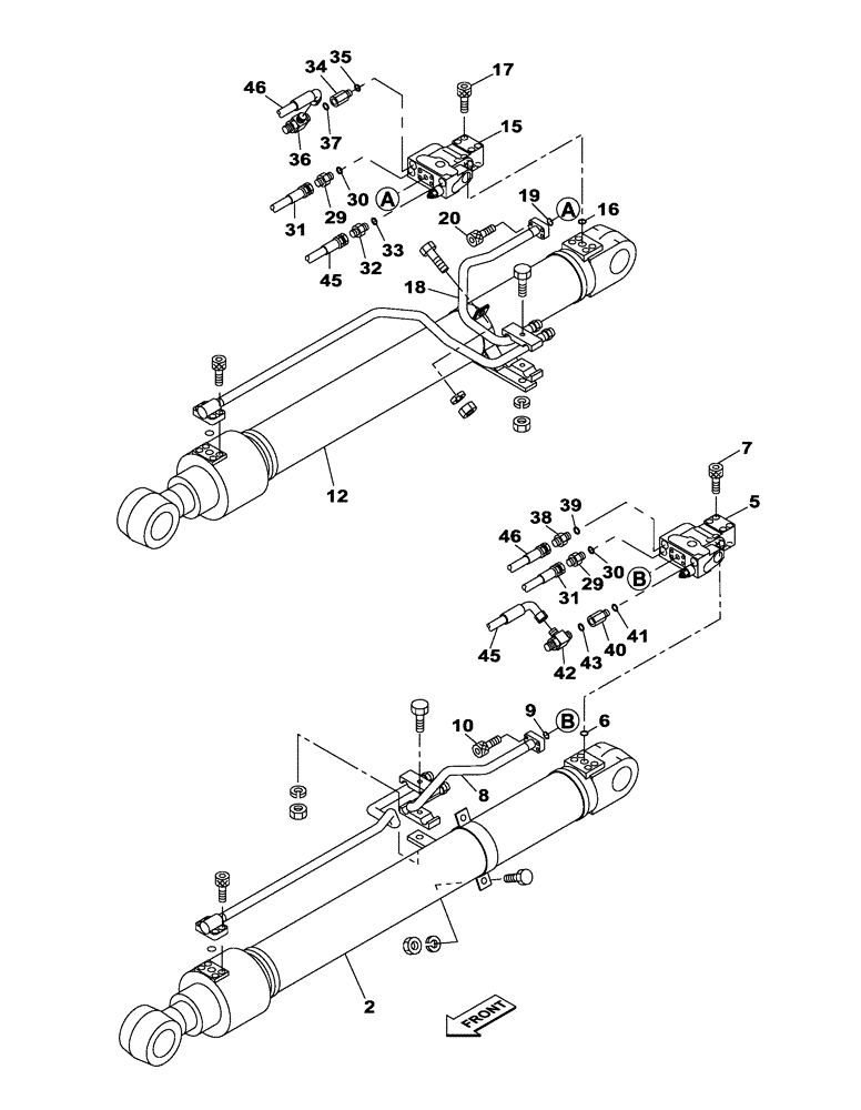 Схема запчастей Case CX160C - (35.736.AC[02]) - BOOM CYLINDER LINES (35) - HYDRAULIC SYSTEMS