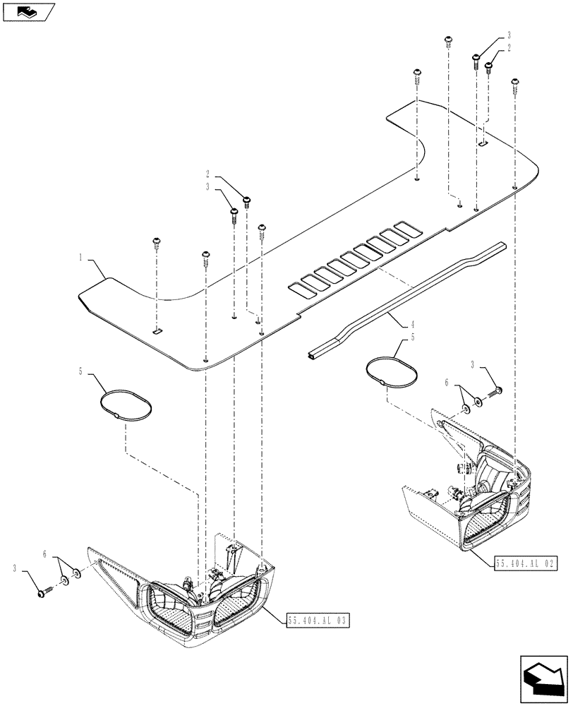 Схема запчастей Case SR220 - (55.404.AL[01]) - FRONT LIGHT ASSY, SR220 (55) - ELECTRICAL SYSTEMS