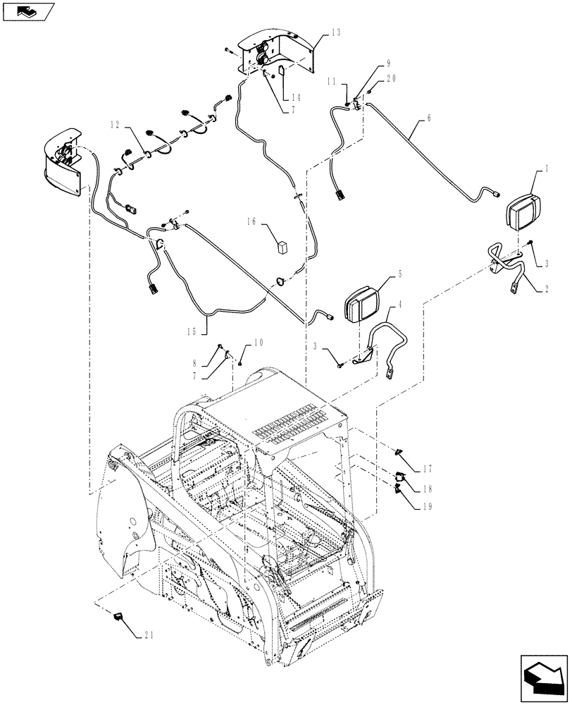 Схема запчастей Case SR250 - (55.514.01) - ROAD LIGHTS (SR250,TR320) (55) - ELECTRICAL SYSTEMS