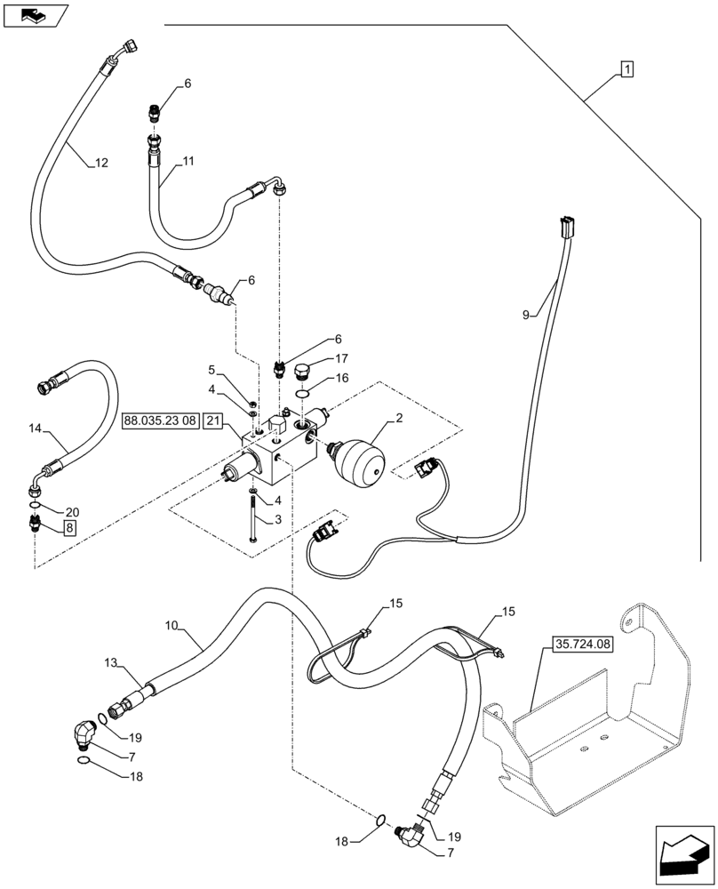 Схема запчастей Case 590SN - (88.035.23[04]) - DIA KIT, PILOT CONTROLS, 3 SPOOLS, STANDARD TRANSMISSION (88) - ACCESSORIES