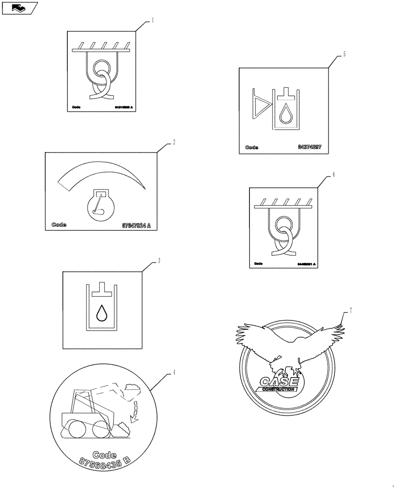 Схема запчастей Case SR250 - (90.180.01[03]) - DECALS (ALL CASE) (90) - PLATFORM, CAB, BODYWORK AND DECALS