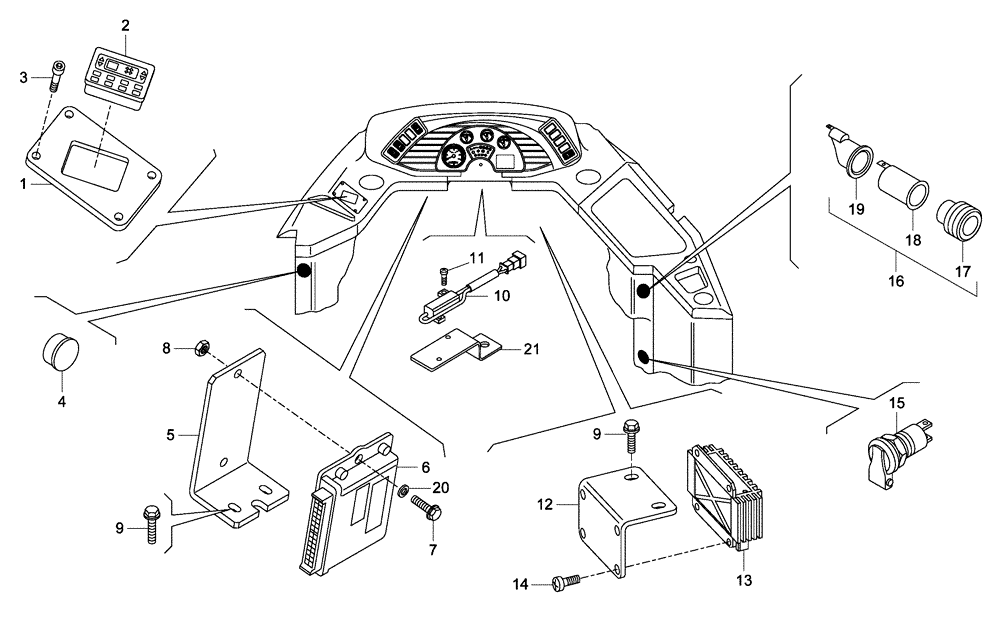 Схема запчастей Case 340 - (67A00021455[001]) - ELECTRICAL ACCESSORIES - DRIVER CAB (87363281) (13) - Electrical System / Decals