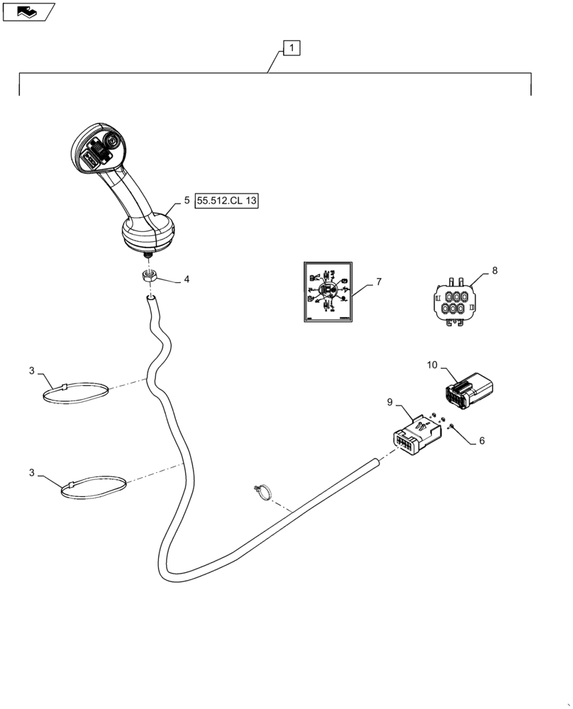 Схема запчастей Case SR175 - (88.055.09) - DIA KIT, HANDLE, LEVEL 300, RH GRIP, MECHANICAL CONTROLS (88) - ACCESSORIES