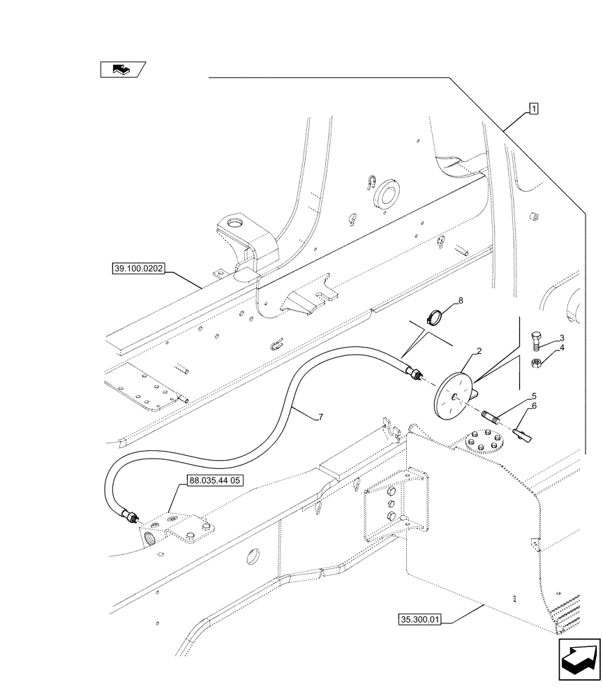 Схема запчастей Case 590SN - (88.035.44[03]) - DIA KIT, NO AUX TO COMBO, EXTENDABLE HOE, PILOT CONTROLS (88) - ACCESSORIES