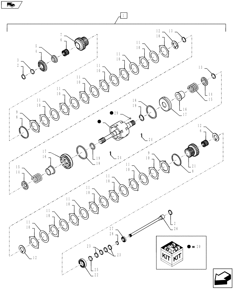 Схема запчастей Case 570NXT - (21.140.AB) - TRANSMISSION, INPUT/PTO SHAFT ASSEMBLY, 2WD AND 4WD (21) - TRANSMISSION