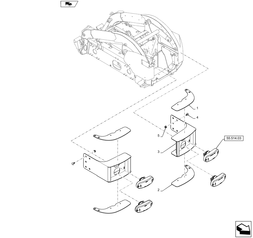 Схема запчастей Case TR320 - (55.514.04) - REAR LIGHT - ASSY (ALL CASE) (55) - ELECTRICAL SYSTEMS