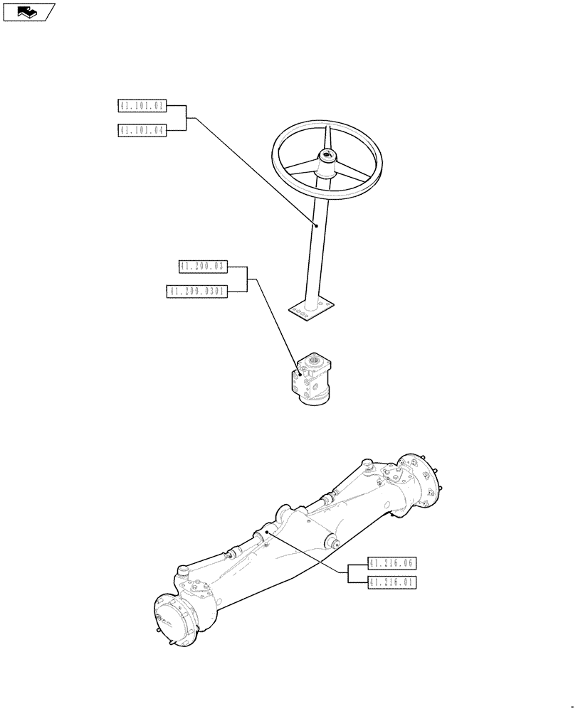 Схема запчастей Case 590SN - (00.000.41[01]) - PICTORIAL INDEX - STEERING (00) - GENERAL & PICTORIAL INDEX
