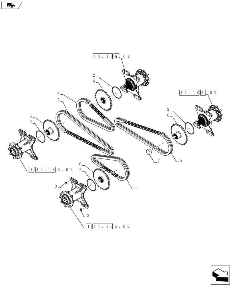 Схема запчастей Case TV380 - (44.106.01) - POWER TRAIN (SR250,SV300) (44) - WHEELS