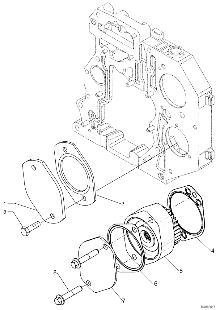 Схема запчастей Case 1150K - (02-24) - GEAR COVER PLATE - POWER TAKE-OFF (02) - ENGINE