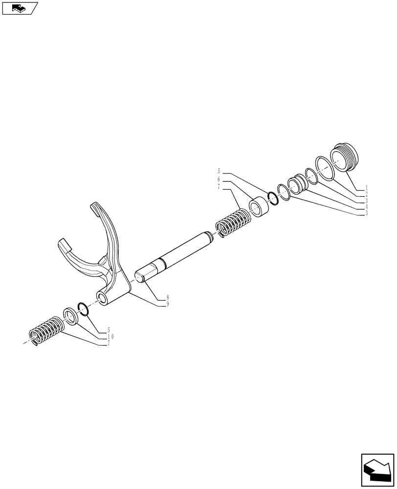 Схема запчастей Case 570NXT - (27.106.AK) - REAR AXLE DIFFERENTIAL LOCK (27) - REAR AXLE SYSTEM