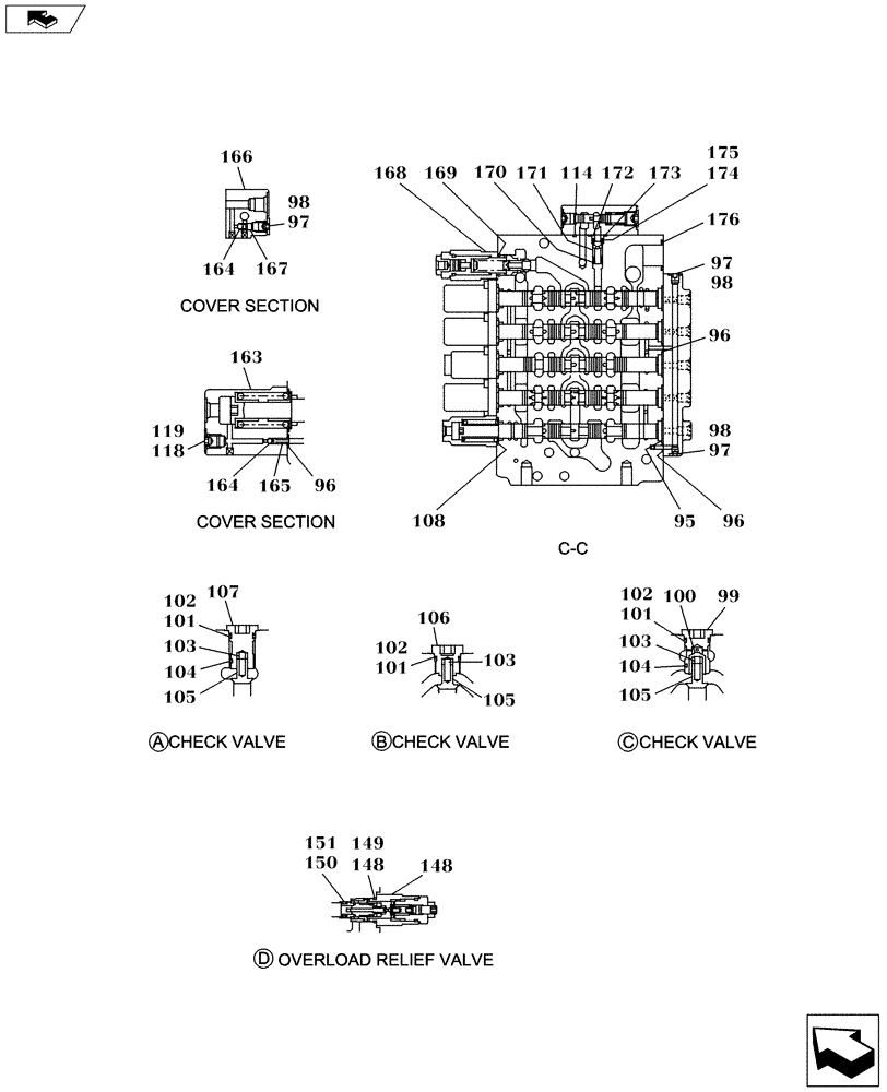 Схема запчастей Case CX160C - (35.359.AB[10]) - DIRECTIONAL CONTROL VALVE - STANDARD (35) - HYDRAULIC SYSTEMS