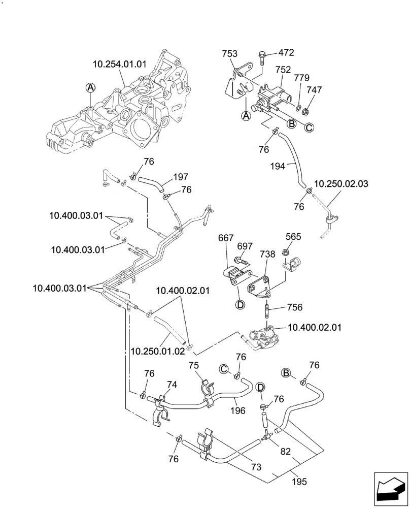 Схема запчастей Case CX160C - (10.501.AA[02]) - EMISSION PIPING (10) - ENGINE