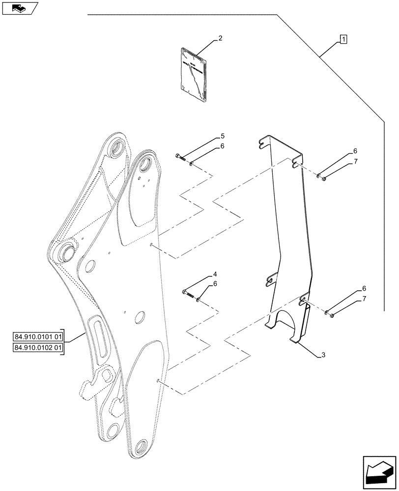 Схема запчастей Case 580SN WT - (88.035.64[01]) - DIA KIT, UNI DIR. MECHANICAL CONTROL, EXTENDABLE HOE (88) - ACCESSORIES