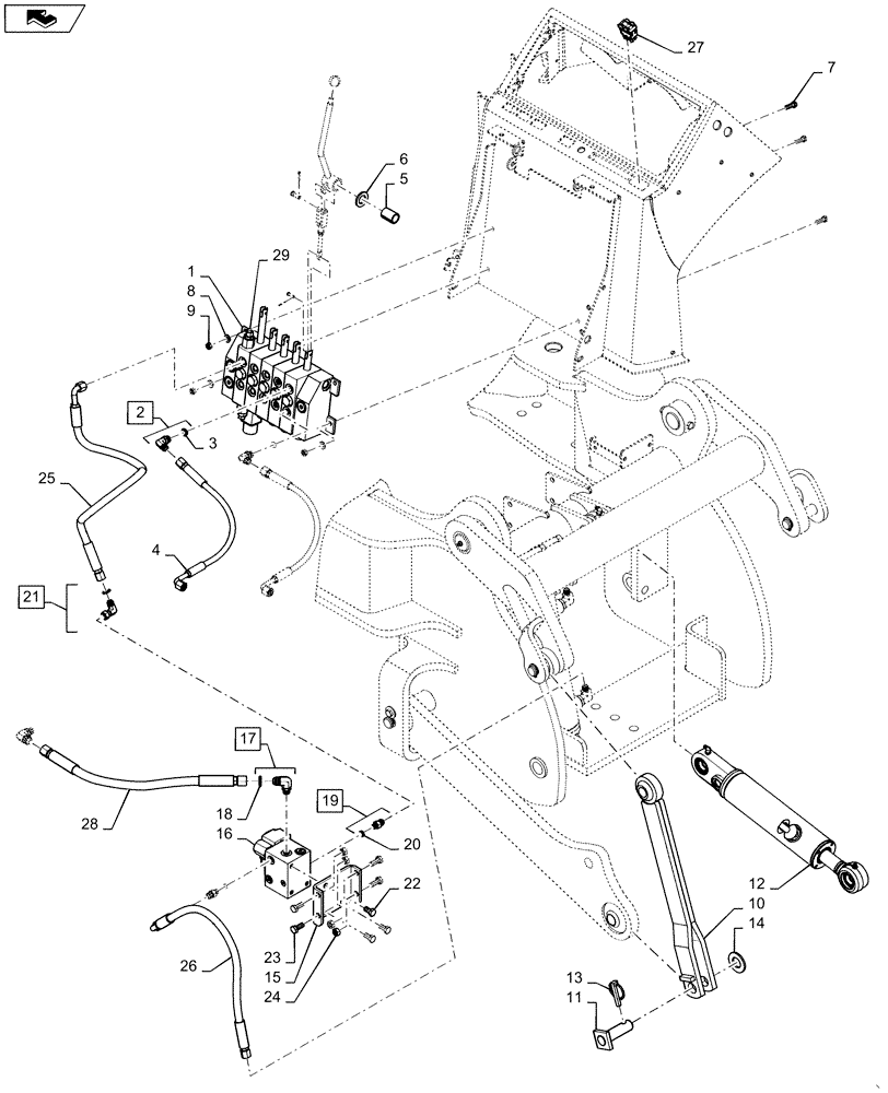 Схема запчастей Case 570NXT - (37.110.AC[01]) - 3 POINT HITCH SINGLE TILT HOLDING VALVE (37) - HITCHES, DRAWBARS & IMPLEMENT COUPLINGS