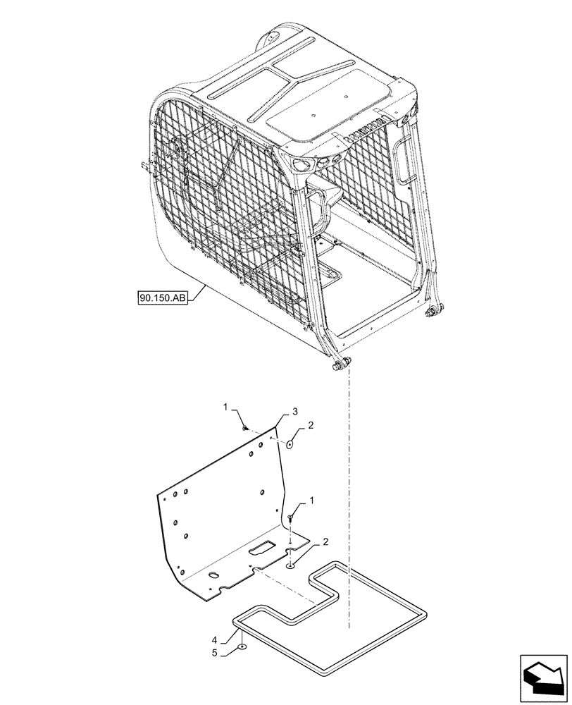 Схема запчастей Case SR220 - (90.150.AD) - CAB SEALING STRIP, REAR (90) - PLATFORM, CAB, BODYWORK AND DECALS