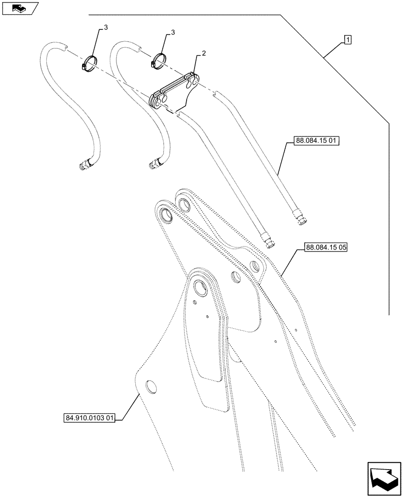 Схема запчастей Case 590SN - (88.084.15[08]) - DIA KIT, CONVERT STANDARD DIPPER TO EXTENDABLE HOE WITH FOOT SWING (88) - ACCESSORIES