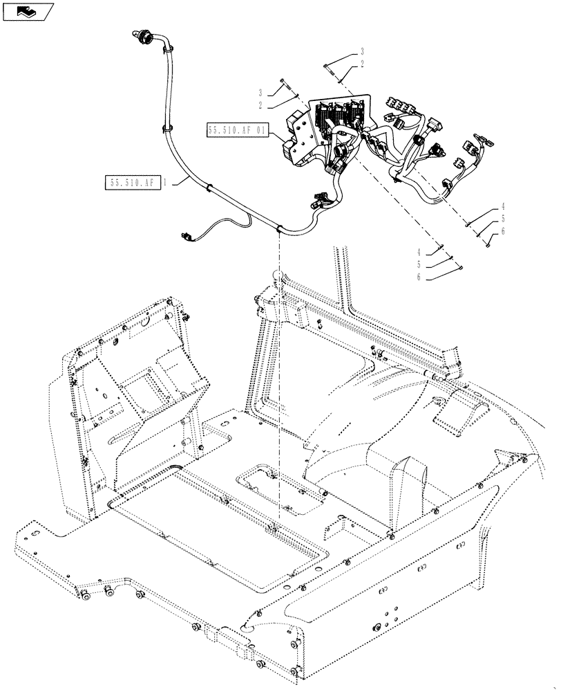 Схема запчастей Case 570NXT - (55.512.BY[01]) - CAB SIDE PANEL WIRE HARNESS INSTALLATION (55) - ELECTRICAL SYSTEMS