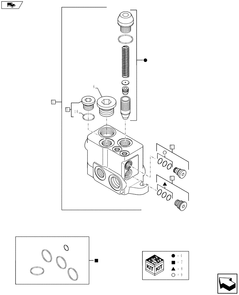 Схема запчастей Case 590SN - (35.726.5601[02]) - VALVE - BACKHOE CONTROL, 6 SPOOL (W/O EXT DIPPER, W/O AUX HYDS, W/ PILOT CONTROLS) (35) - HYDRAULIC SYSTEMS