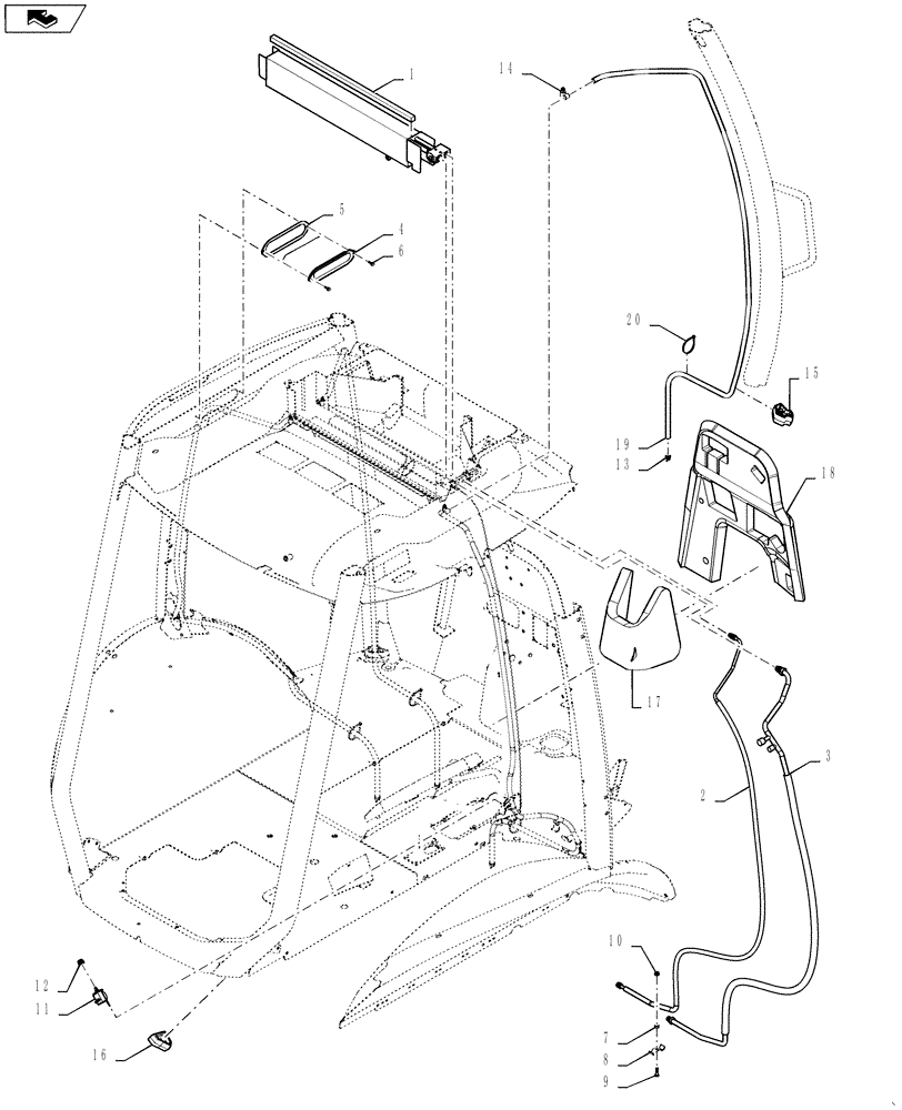 Схема запчастей Case 570NXT - (55.200.AB[01]) - AIR CONDITIONER CAB (55) - ELECTRICAL SYSTEMS