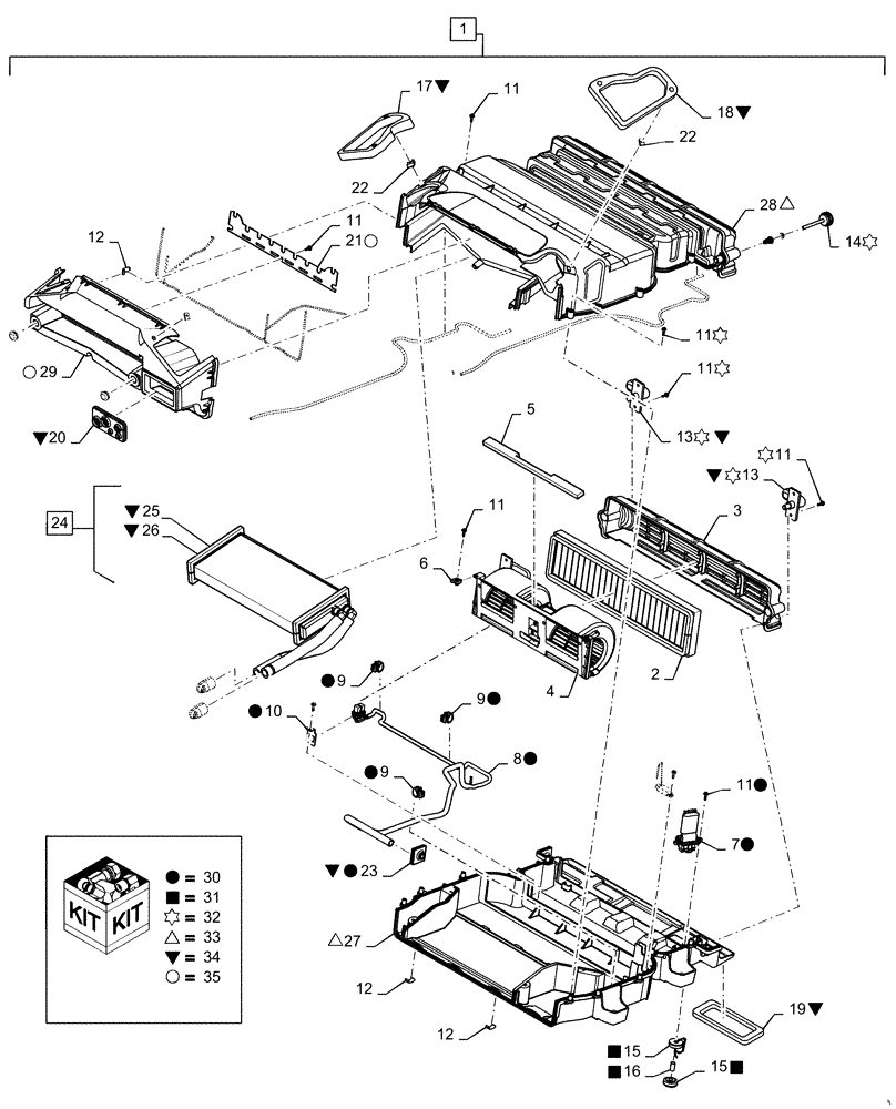 Схема запчастей Case SV250 - (50.100.AP[02]) - HEATER ASSY (50) - CAB CLIMATE CONTROL