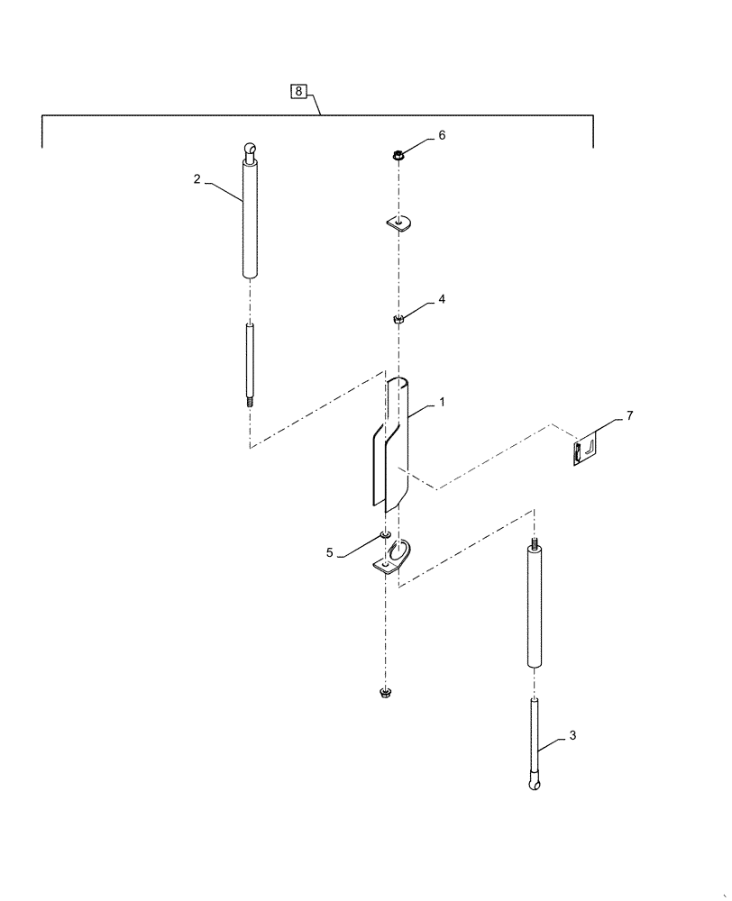 Схема запчастей Case SR250 - (90.150.01[03]) - CAB, GAS STRUT (ALL CASE) (90) - PLATFORM, CAB, BODYWORK AND DECALS