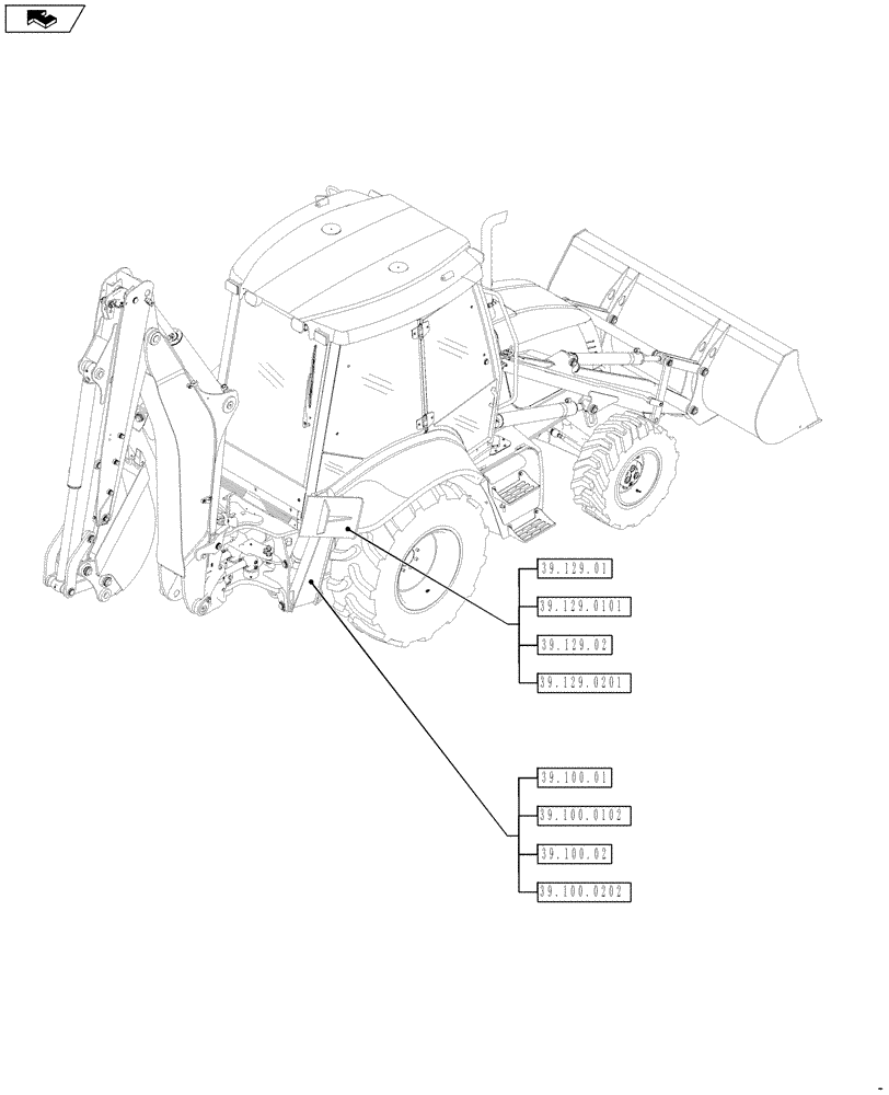 Схема запчастей Case 590SN - (00.000.39) - PICTORIAL INDEX - STEERING (00) - GENERAL & PICTORIAL INDEX