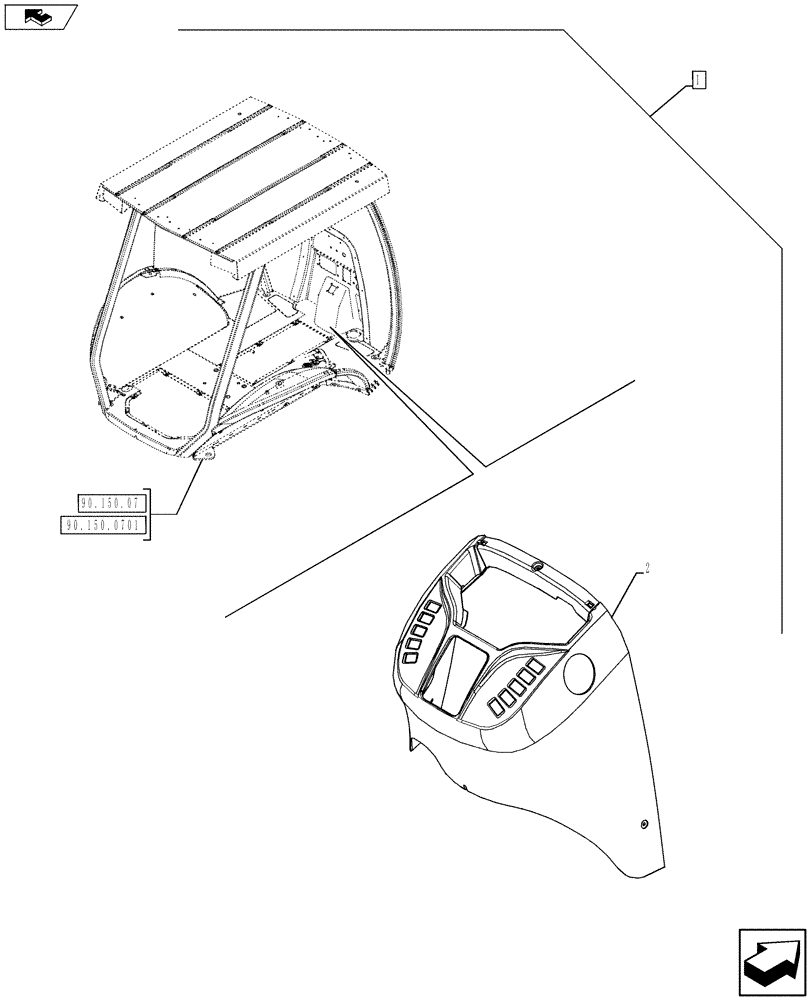 Схема запчастей Case 590SN - (88.090.08[06]) - DIA KIT, CANOPY CONVERSION NARROW -DLX (88) - ACCESSORIES