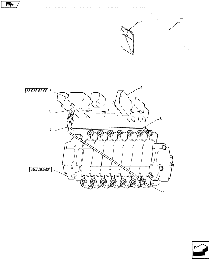 Схема запчастей Case 590SN - (88.035.55[01]) - DIA KIT, UNI-AUX TO COMBO, STD, POWER CONTROL (88) - ACCESSORIES