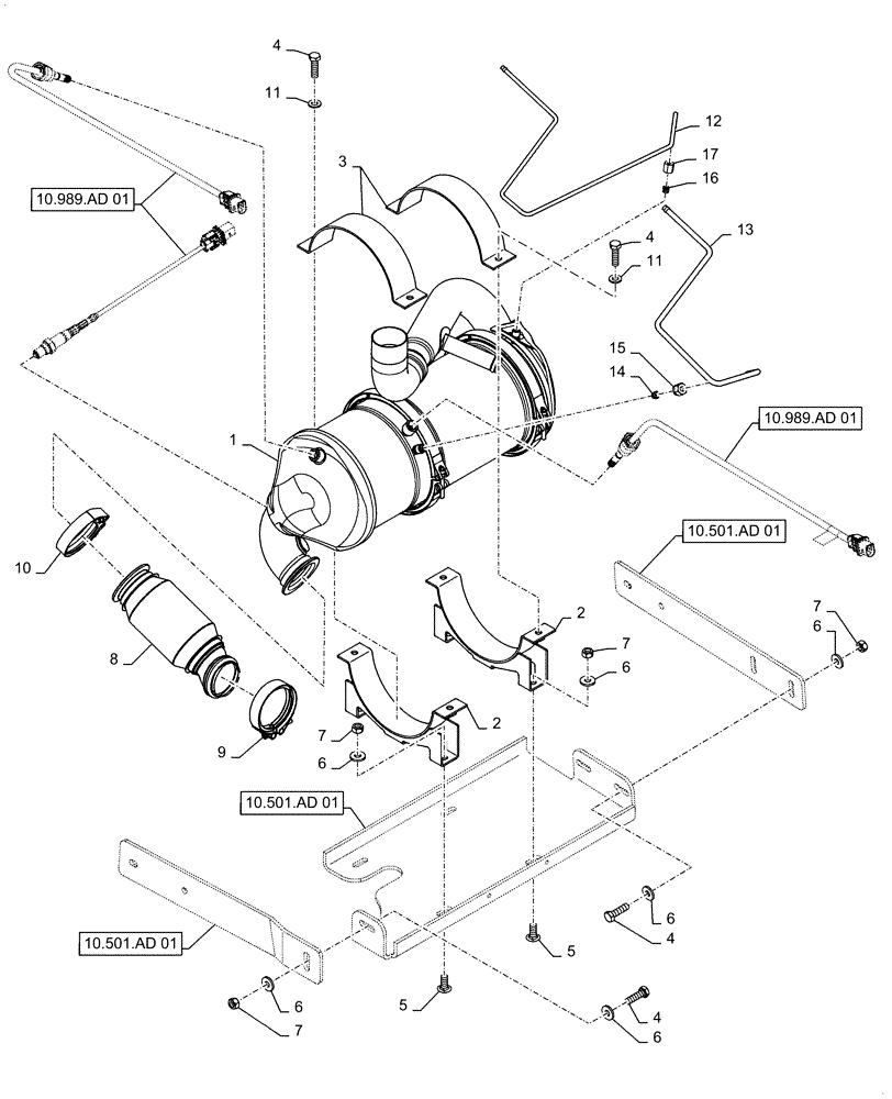 Схема запчастей Case 570NXT - (10.501.AD[02]) - DOC/DPF MUFFLER (10) - ENGINE