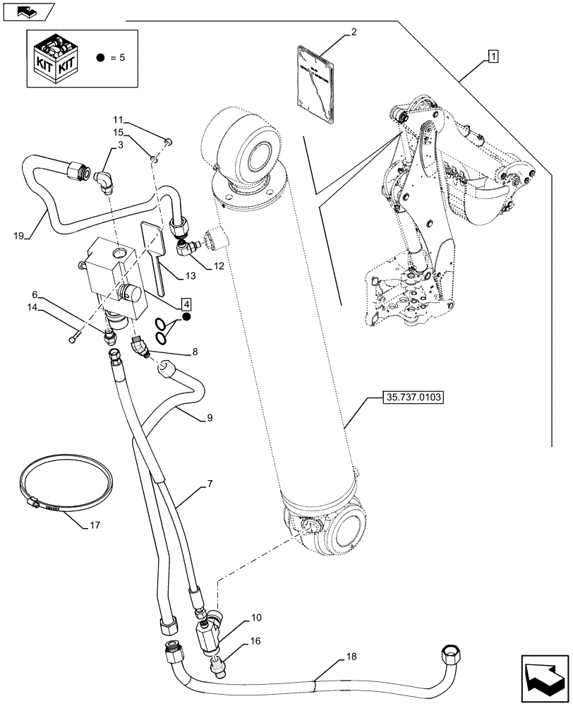 Схема запчастей Case 590SN - (88.035.50) - DIA KIT, DIPPER LOCK VALVE (88) - ACCESSORIES