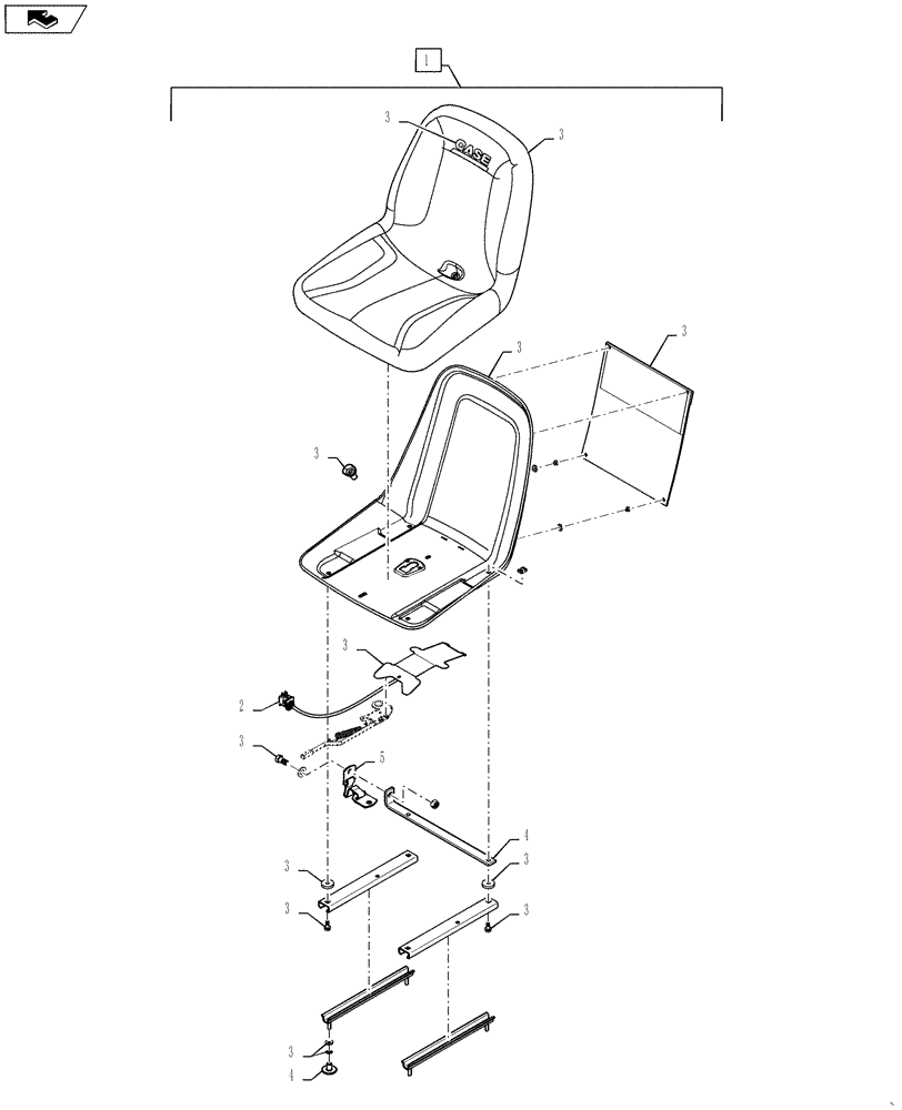 Схема запчастей Case SV185 - (90.120.AD[03]) - SEAT, NON-SUSPENSION (90) - PLATFORM, CAB, BODYWORK AND DECALS