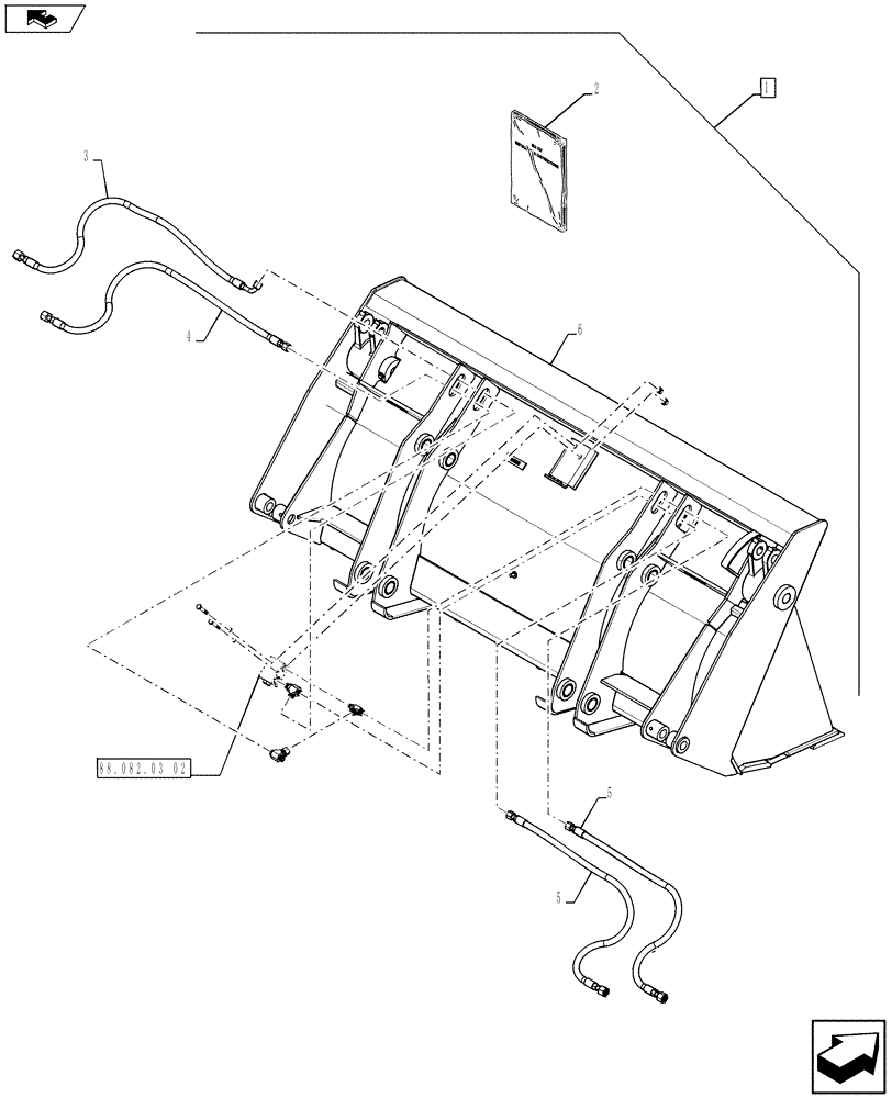 Схема запчастей Case 580SN - (88.082.03[01]) - DIA KIT, LOADER BUCKET 4-IN-1 (82 IN) (88) - ACCESSORIES