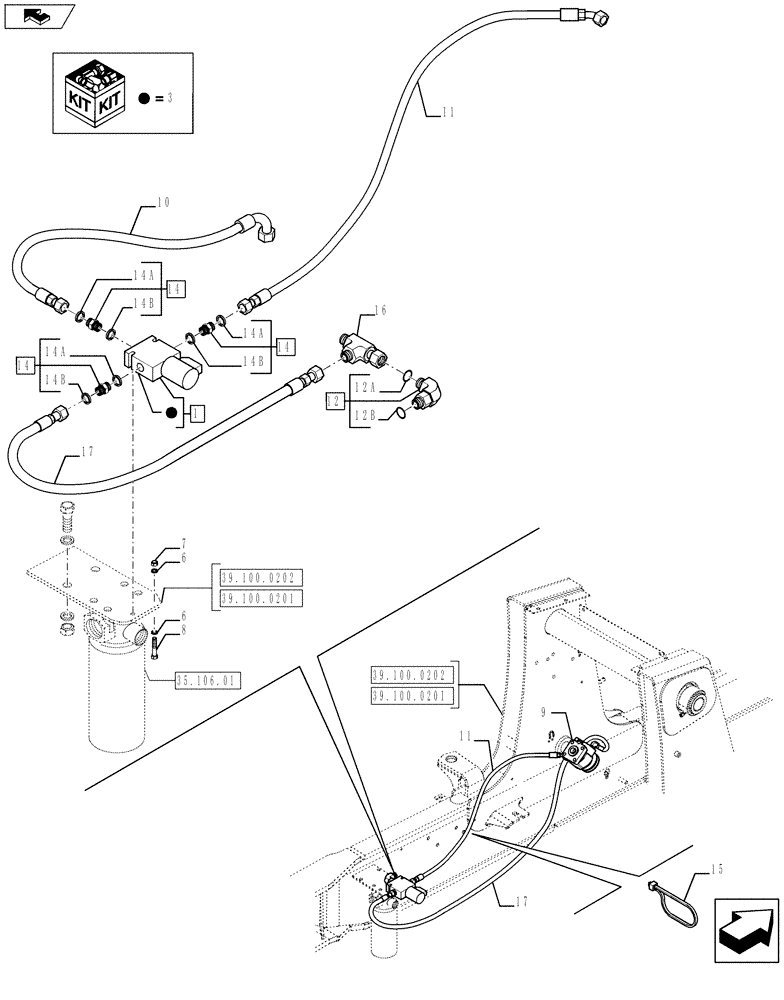 Схема запчастей Case 590SN - (35.432.0102) - VAR - 423011 - CONFORT STEERING (35) - HYDRAULIC SYSTEMS