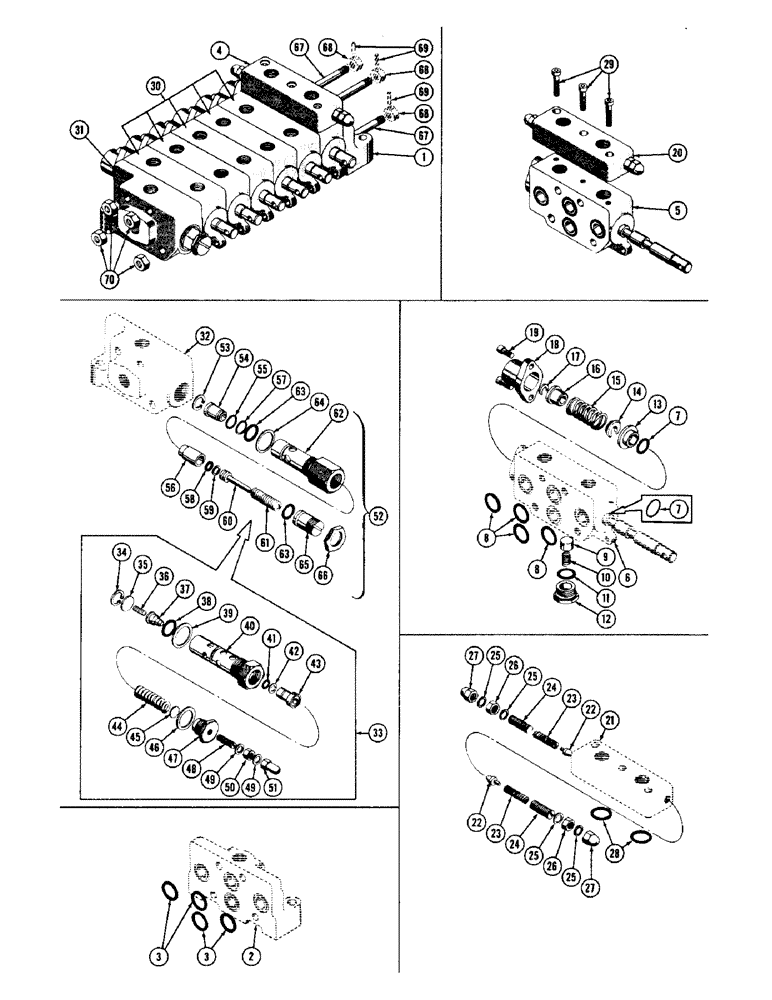 Схема запчастей Case 600 - (292) - HYDRAULIC VALVE ASSEMBLY, HOUSINGS, SPOOLS, SEALS, SPRINGS (07) - HYDRAULIC SYSTEM