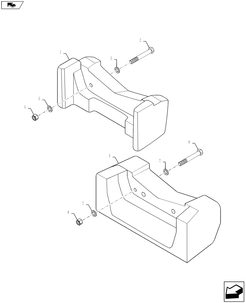 Схема запчастей Case 570NXT - (39.140.AM[02]) - COUNTERWEIGHTS FRONT (39) - FRAMES AND BALLASTING