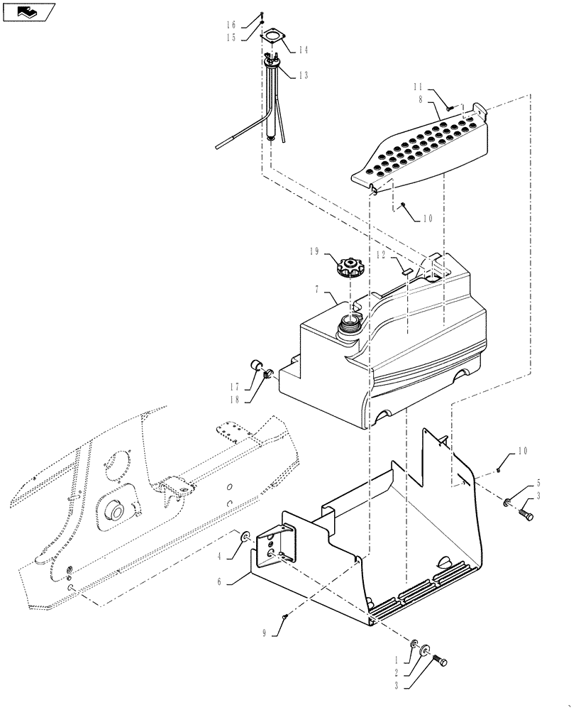 Схема запчастей Case 570NXT - (10.216.AI) - FUEL TANK (10) - ENGINE