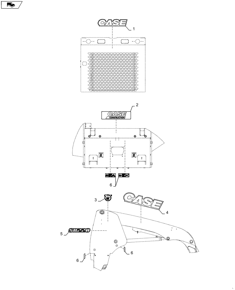 Схема запчастей Case SR220 - (90.108.AB) - MODEL DESIGNATION DECALS (90) - PLATFORM, CAB, BODYWORK AND DECALS