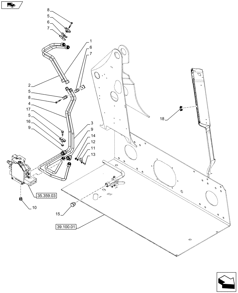 Схема запчастей Case SV300 - (35.220.01[03]) - AUXILIARY HYDRAULIC, STD FLOW, CHASSIS PLUMBING (SV300,TV380) (35) - HYDRAULIC SYSTEMS