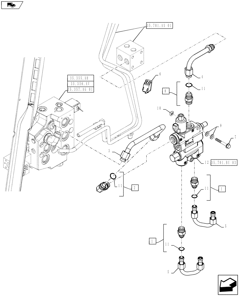 Схема запчастей Case SR220 - (35.701.BU[02]) - SELF LEVELING, SR220 (35) - HYDRAULIC SYSTEMS