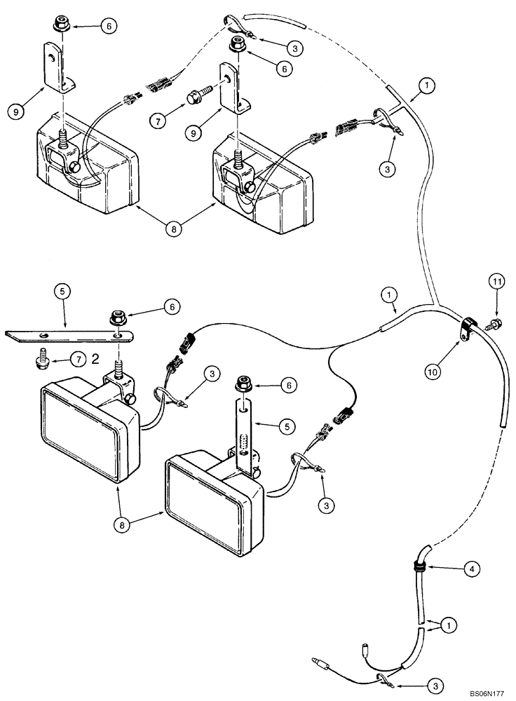 Схема запчастей Case 550H - (4-13) - HARNESS, LAMP (04) - ELECTRICAL SYSTEMS