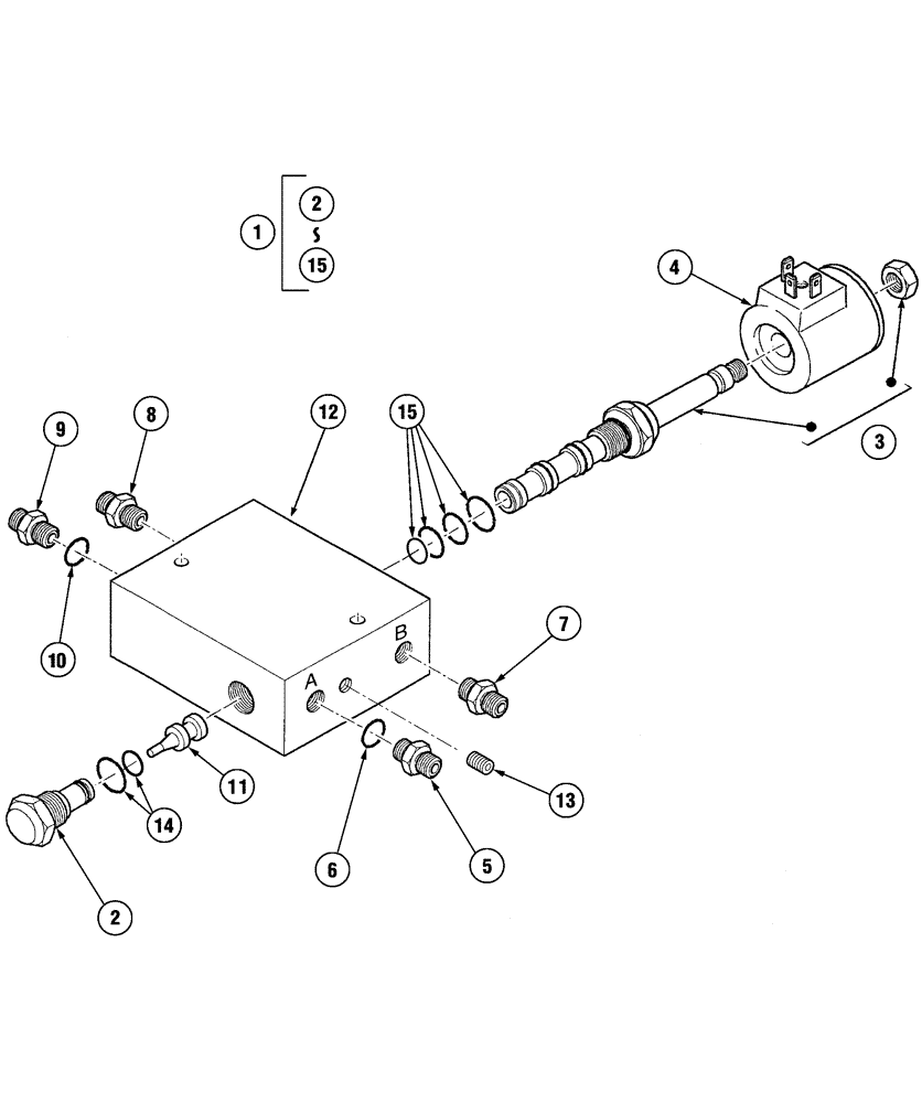 Схема запчастей Case CX130B - (08-101) - HYDRAULIC CIRCUIT - QUICK COUPLER - MULTI-FIT - VALVE SOLENOIDE 24V (08) - HYDRAULICS