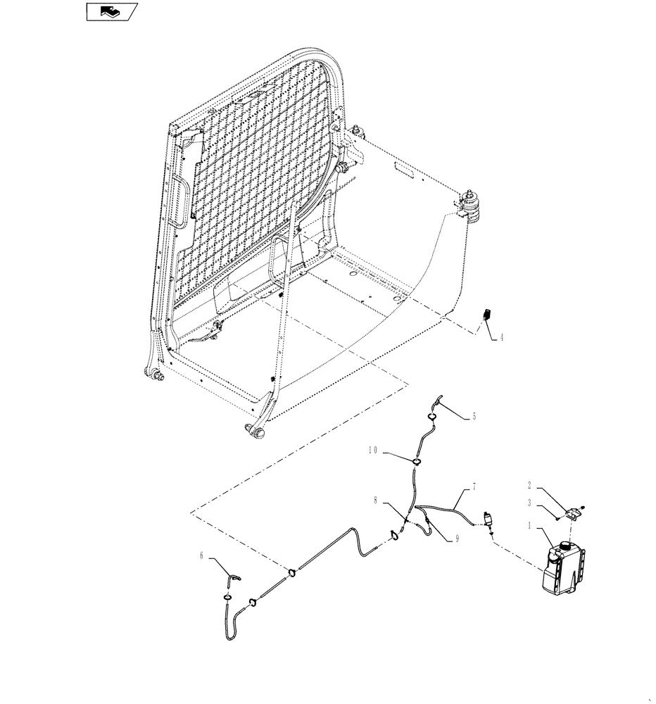 Схема запчастей Case SR250 - (90.154.05[03]) - WASHER BOTTLE, FRONT & REAR (ALL CASE) (90) - PLATFORM, CAB, BODYWORK AND DECALS